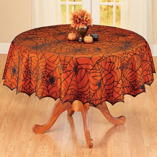 Halloween Tablecloths Black Lace Tablecloth 54x72 inch Spider Cobweb Table Cover for Halloween Masquerade Dinner Party Scary Movie Nights Table Decorations 
